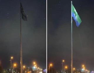 В Белогорске подсветили 35-метровый флагшток