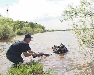 В Белогорске в районе парка Котовского обследовали дно реки Томь